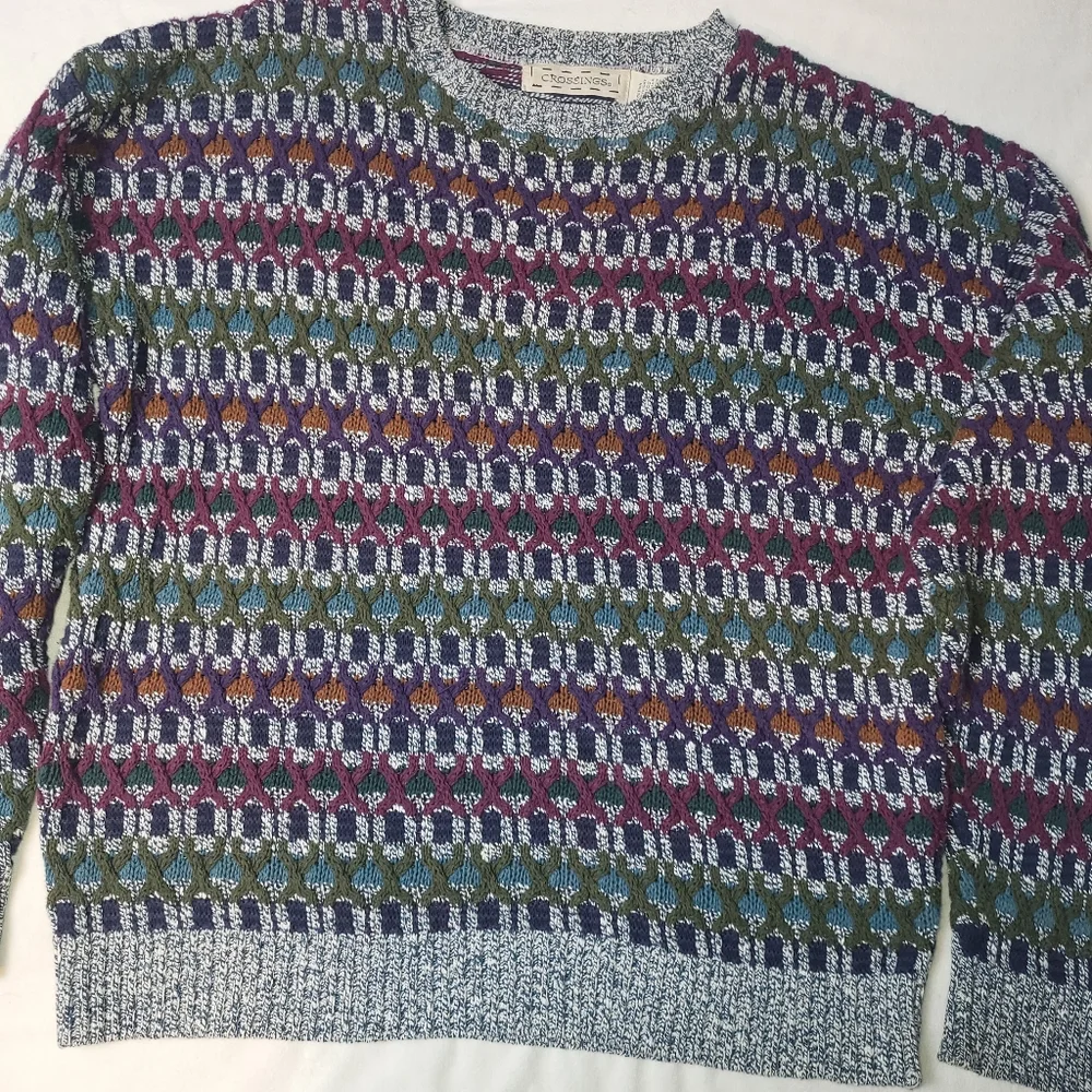 Crossings 90s Vintage Grandpa Sweater Mens Size‎ Large Chunky Texture